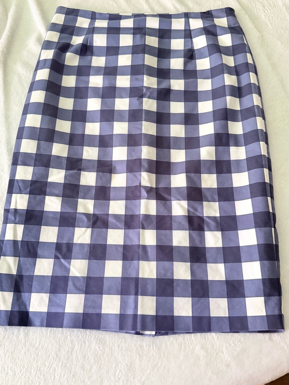Boden Blue & White Checked Plaid Pencil Skirt 12L 12 - Picture 2 of 5